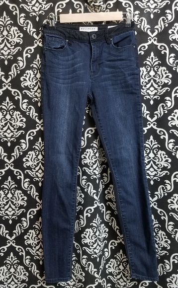 BULLHEAD DARK DENIM HIGH RISE SKINNY JEANS TWO TONE BLACK AND BLUE EUC - Picture 1 of 6